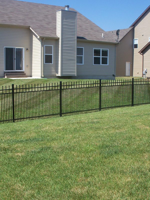Steel aluminum fence project0130 PressedSpear A Belmont 3 Rail