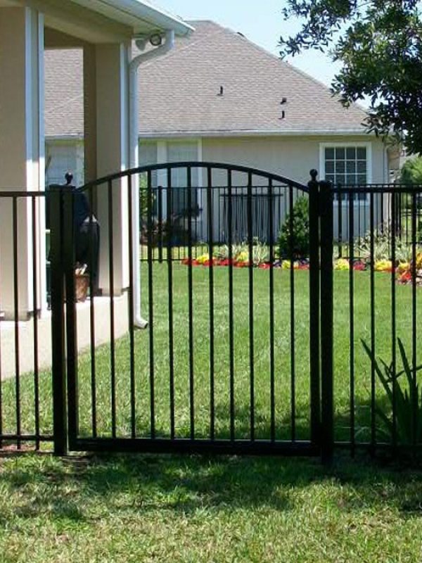 Steel aluminum fence project0190 PedestrianWalk Pool Gate 2 Rail