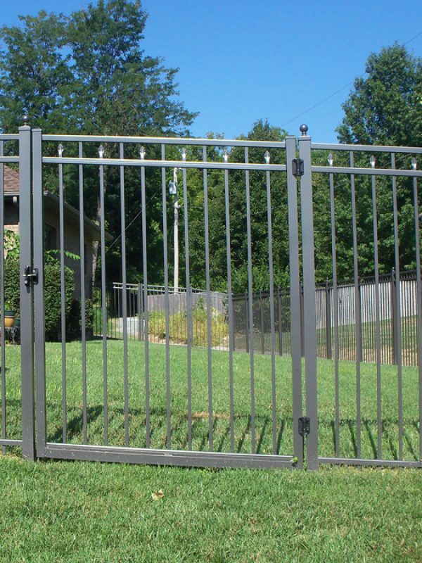 Steel aluminum fence project0223 PedestrianWalk Pool Gate 3 Rail