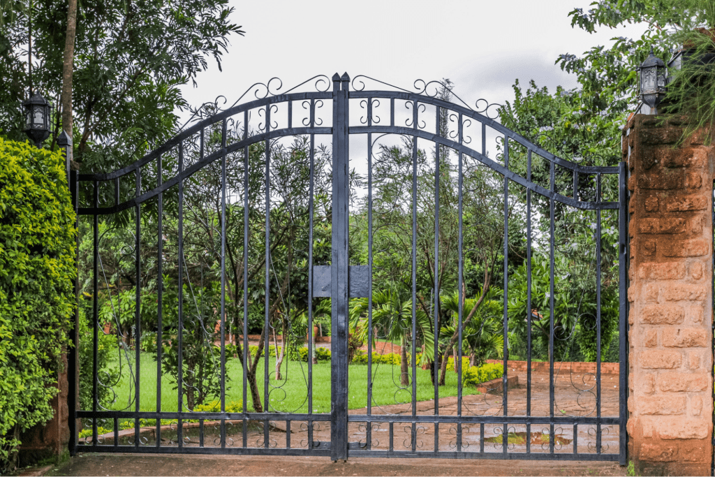 A metal outdoor gate.